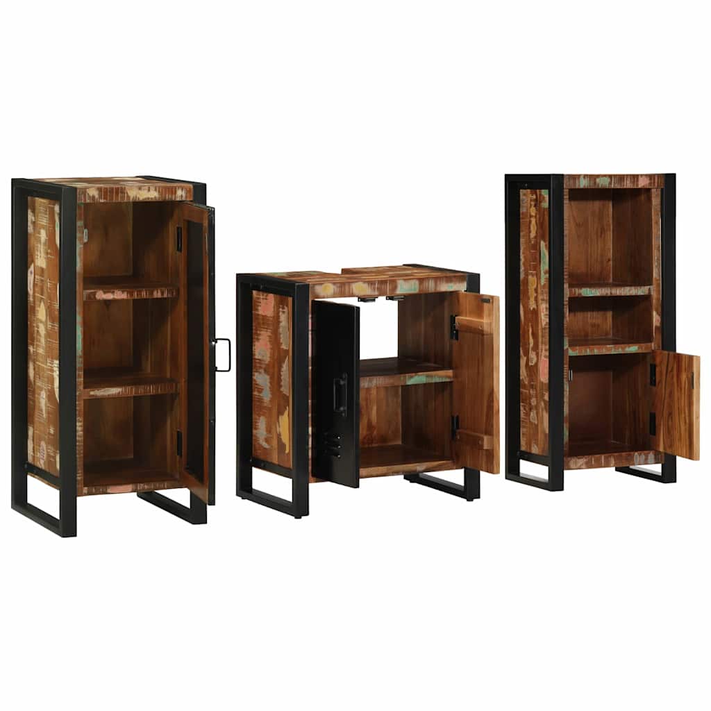 Bathroom Furniture Set 3 pcs Multicolour Solid Reclaimed Wood